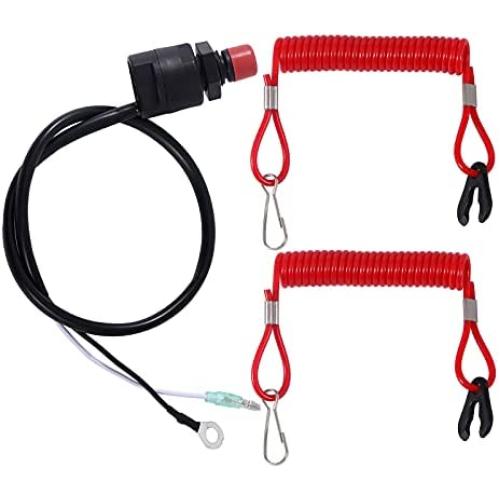 Stylemafia Universal Boat Outboard Lanyard Engine Motor Kill Urgent Stop Switch/Safety Lanyard Tether Cord 2 pcs Compatible with YamahaTohatsu Honda Outboard Motors, ATV Boat Bike
