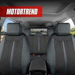 Motor Trend OmniFit Car Seat Covers, Full Set in Gray & Black – Two-Tone Front Seat Covers with Hooded Split Bench Seat Cover, Sporty Seat Protectors, Interior Covers for Auto Truck Van SUV