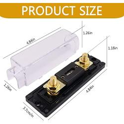 DWARFOO 2 Pack ANL Fuse Holder Clear Shell 100A ANL Gold Plated Fuses for 0/2/4/8 Gauge Car Audio Amplifier (100A, black)