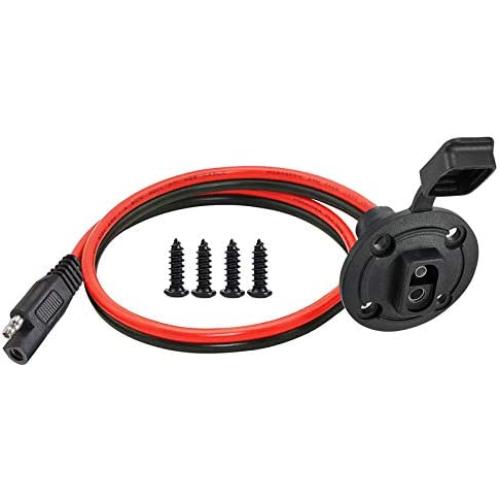 YETOR 10AWG SAE Connector, Weatherproof Socket Sidewall Port,Quick Disconnect Wire Automotive Panel Extension Cable for Solar Generator Battery Charger.(50CM)