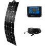 AUECOOR Flexible Solar Panel Kit 100w Photovoltaic Solar Panel 10A LCD USB Controller 12V 24V RV Boat Yacht RV car + 5M Solar Cable