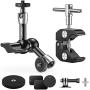 CAMOLO Magic Arm Clamp, Clamp Camera Mount Magnetic 5 Inch Adjustable Articulated Magic Arm + Super Clamp Large Crab Pliers Clip kit, Camera Mount for iPhone DSLR Rig Gopro Smartphone Monitor