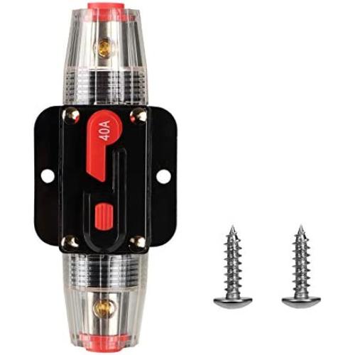 M1A2 Circuit Breaker Switch 40A Waterproof Fuse Inline Holder 3-15 AWG Resettable Fuse Manual Reset 12V-48V DC for Car Audio Sound Amplifier System RV Home Marine Boat Truck