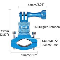 Bike Handlebar Mount for Gopro Hero 9/8/7/6/5/4/3 Session Sj4000 Yi 4K AKASO Campark,Aluminium 360 Degree Rotation Mountain Bicycle Motorcycle Camera Clamp Clip, for Biking, Motorcycling (Blue)