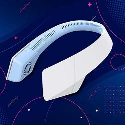 Portable Neck Fan with Headphone Design, Improved for 2021 Bladeless Neck Fan Blue USB Powered Rechargeable Neck Fan for Travel, Sports, Outdoor and Indoor Activit