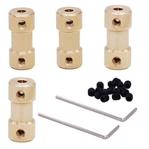 Twidec/4Pcs 3mm-3mm Brass Flexible Shaft Coupler for RC Airplane Boat Motor Transmission Connector COUPLER-GLD-3-3