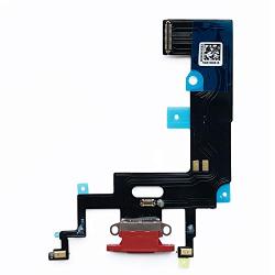 Johncase OEM Charging Port Dock Connector Flex Cable + Microphone + Vibrating Motor Buckle Replacement Part Compatible for iPhone XR All Carriers (Red)