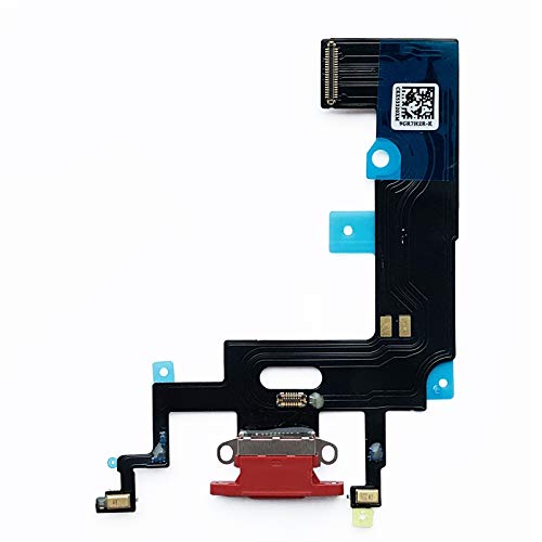 Johncase OEM Charging Port Dock Connector Flex Cable + Microphone + Vibrating Motor Buckle Replacement Part Compatible for iPhone XR All Carriers (Red)