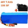 Wnicek 48V 7800mAh E-Bike Lithium Battery 13S 3P 7.8Ah Rechargeable Battery Pack Fit for 500W-50W Motor Electric Bicycles Li-ion Battery Pack with BMS and 2A Charger