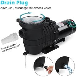 2HP 6825GPH In-Ground Pool Pump, 110/220V Dual Voltage Inground/ Above Ground Swimming Pool Pump with Strainer Basket