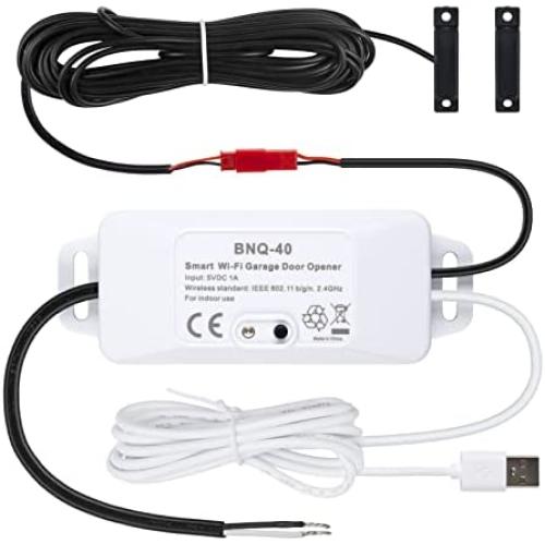 HBN Smart Garage Door Opener - Connected WiFi Garage Door Control, Compatible with Alexa & Google Home Assistant, No Hub Needed