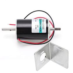 Fafeicy DC Motor, CW CCW HighSpeed Micro Double Output Shaft Speed Regulation Motor, 40 x 8mm Output Shaft, Adopts Double Ball Bearings, XD60D9412Y50S 80W 12V(with Bracket)
