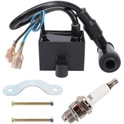 QAZAKY CDI Ignition Coil Spark Plug for 49cc 50cc 60cc 66cc 70cc 80cc 2-stroke Engine Motorized Bicycle Bike