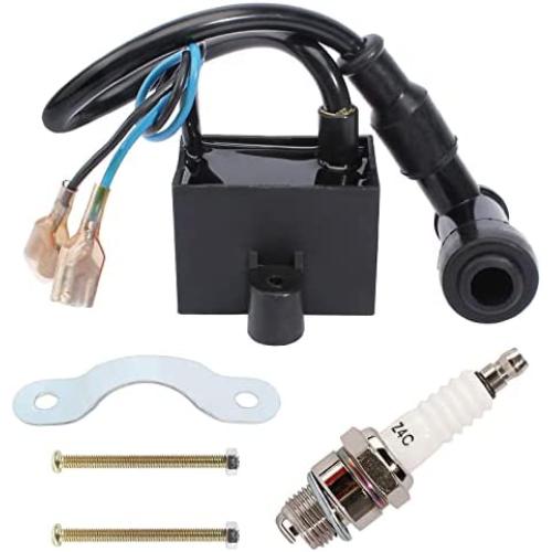 QAZAKY CDI Ignition Coil Spark Plug for 49cc 50cc 60cc 66cc 70cc 80cc 2-stroke Engine Motorized Bicycle Bike