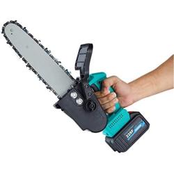 12-inch portable chainsaw, rechargeable, 700W power motor, weighing 1.8kg, with black storage box, suitable for garden pruning and wood cutting. tool