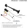 Hhobake 12V 150db Air Horn with Air Compressor ,18 Inches Trains Horns for Vehicles, Car Truck RV Van SUV Motorcycle Off Road Boat (Black)
