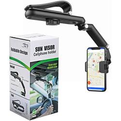 VARGTR Sun Visor Car Phone Holder, Mount Clip for Car Cellphone，1080°Rotatable Sun Visor Phone Holder for Car Multifunctional,Foldable Car Phone Mount for Sun Visor Rearview Mirror Steering Wheel