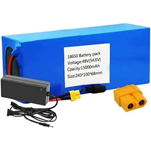 Batterie Lithium-Ion 48V 15Ah pour Vélo Électrique avec Chargeur, BMS, Protection pour Moteur de 1000W/750W/500W Batterie Lithium-Ion 48V 15Ah pour Vélo Électrique avec Chargeur, BMS, Protection pour Moteur de 1000W/750W/500W