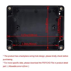 LeMotech ABS Plastic Electrical Project Case Power Junction Box, Project Box Black 4.5 x 3.5 x 2.1 inch(115 x 90 x 55 mm)(Pack of 1)