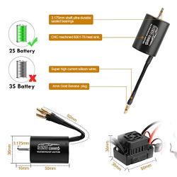 Brushless Motor 3650 2300KV and 60A ESC Combo Set Primary Sensorless Motor 5.8V / 3A Waterproof ESC for 1/10 RC Car