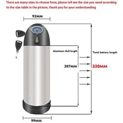 Jieoto 24V 36V 48V E-Bike Water Bottle Battery Waterproof Li-ion Battery Pack Fits for 200W 250W 400W 500W 750W 1000W E-Bike Motors with Charger and T Output Line