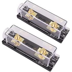 DWARFOO 2 Pack ANL Fuse Holder Clear Shell 100A ANL Gold Plated Fuses for 0/2/4/8 Gauge Car Audio Amplifier (100A, black)