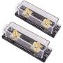 DWARFOO 2 Pack ANL Fuse Holder Clear Shell 100A ANL Gold Plated Fuses for 0/2/4/8 Gauge Car Audio Amplifier (100A, black)