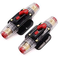 2 Pack 100 Amp Inline Circuit Breaker 12V with Manual Reset,Fuse Holder 100A for Car Audio Marine Boat Stereo Switch Inverter Replace Fuses