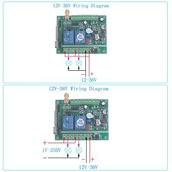12V 24V 36V 2CH Universal Garage Door Remote Switch 433Mhz Wide Range Motor Forward and Reverse, 2 Channel Wireless Switch Garage Door keypad Universal Wireless (2X Control 433MHz)