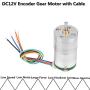 GM25-310 DC Gear Motor, 30 RPM /70 RPM /100 RPM /500 RPM 12V Metal Encoder Reduction Motor Low Speed Low Noise(DC12V 70RMP)