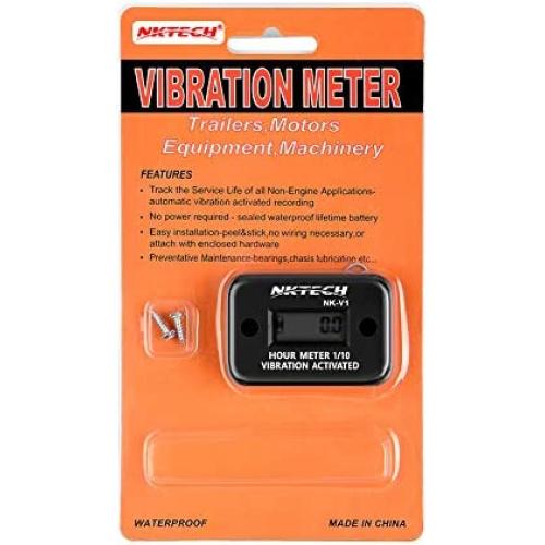NKTECH NK-V1 Vibration Hour Meter Inductive Digital Self Powered Wireless Job Timer IP68 99999HRS for Gas Generator Lawn Mower Motor Jetski Marine ATV outboards Chainsaw (Black)