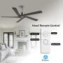 WINGBO 54 Inch DC Ceiling Fan without Lights, 5 Reversible Carved Solid Wood Blades, 6-Speed Noiseless DC Motor, Ceiling Fan No Light with Remote, Brushed Nickel Finish with Gray Blades, ETL Listed