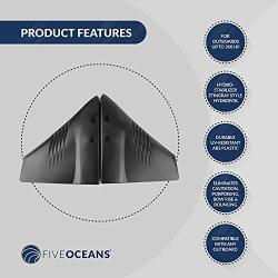 Five Oceans FO1882 Hydrofoil Stabilizer, wing Sting Ray Style, For Outboards from 50 HP to 200 HP, I/O Stearn drives UV-Resistant Molded Black ABS Plastic,