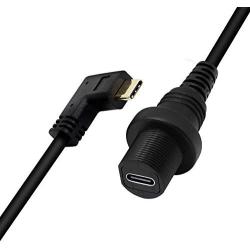 CERRXIAN 30cm Right Angle Gold Plated USB Type C 3.1 Mount Extension Dash Flush Cable for Car, Boat, Motorcycle, Truck Dashboard(R-USBC3.1)