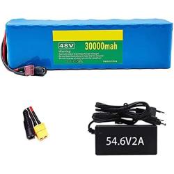 WOGQX 48V 30Ah E-Bike Lithium-Ion Battery, Electric Bike Battery Pack with 54.6V 2A Charger, for 1000W 750W 500W Electric Bicycle Scooter Motor,Bullet sm