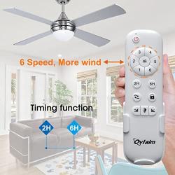 Ovlaim 48 Inch Quiet DC Motor Modern Ceiling Fan Indoor with Dimmable Lights & Remote Control for Bedroom, Silver