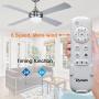 Ovlaim 48 Inch Quiet DC Motor Modern Ceiling Fan Indoor with Dimmable Lights & Remote Control for Bedroom, Silver