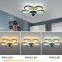 QINAIDI Flower Shape Ceiling Fan with Lights Remote Control, Modern Ceiling Fan Dimmable Lights Modes, Bedroom Ceiling Fan Living Room,with Semi Flush Mount