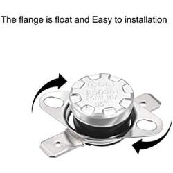 uxcell KSD301 Thermostat 95°C/203°F 10A Normally Closed N.C Adjust Snap Disc Temperature Switch 5pcs