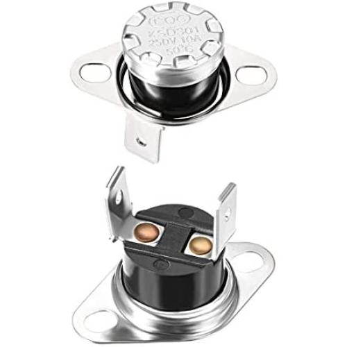 uxcell KSD301 Thermostat 50°C/122°F 10A Normally Open N.O Adjust Snap Disc Temperature Switch for Microwave Oven Coffee Maker 2pcs