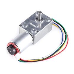 DC Worm Gear Motor 12V High Torque Reduction Gear Box with Encoder Srong Self-Locking 6mm Output Shaft(40RPM)
