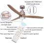 RUXUHSNDQ Iron Ceiling Fan, With Light, With Remote Control, 3 Color Temperature LED Lights, 6-Speed Scheduling, Timing, 3 Wooden Blades, Diameter 132 cm, 40 W DC Silent Motor (Nickel+Wood