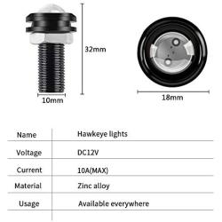 Yifengshun Super Bright 4 in 1 18MM Blue LED Eagle Eye Strobe Warning Light DRL Daytime Running Reversing Light With Wireless Remote Control for Car Truck Motorcycle DC12V