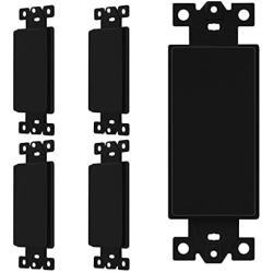 ENERLITES Blank Adapter Insert for Decorator Wall Plates, Unbreakable Polycarbonate Thermoplastic, UL Listed, 6001-BK-5PCS, Black, 5 Piece