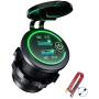 Quick Charge 3.0 Dual USB Charger Socket, Waterproof 12V/24V USB Outlet QC3.0 Fast Charger Socket with Touch Switch DIY Kit for Car, Golf Cart, Marine, Boat, RV, Motorcycle, Truck,etc(Green)
