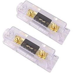 DWARFOO 2 Pack ANL Fuse Holder Clear Shell 100A ANL Gold Plated Fuses for 0/2/4/8 Gauge Car Audio Amplifier(100A, white)