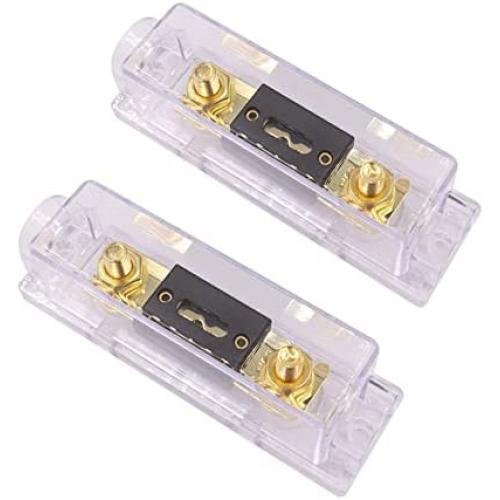 DWARFOO 2 Pack ANL Fuse Holder Clear Shell 100A ANL Gold Plated Fuses for 0/2/4/8 Gauge Car Audio Amplifier(100A, white)