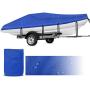 Rockvale Boat Cover, Heavy Duty 600D Trailerable Waterproof Boat Canvas, Universal Marine Grade Outboard Boat Shade for Bass Boat, Tri-Hull, V-Hull, Ski, Fishing Runabout Boat(16-18.5ft, Blue)