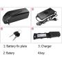 Jieoto E-Bike Battery 48V 15Ah Electric Bicycle Rechargeable Lithium Ion Batteries with 2A Charger + USB, for 350W 500W 750W Electric Bicycle Motor