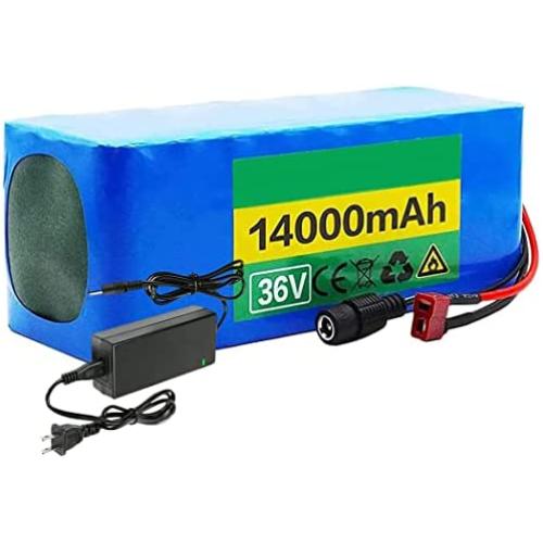 Jieoto 36V 14AH Ebike Battery Li-ion Electric Bike Battery Pack High Capacity Rechargeable Lithium Battery w/ 42V Charger and 20A BMS for 200W 250W 350W 500W Electric Bicycle Motor